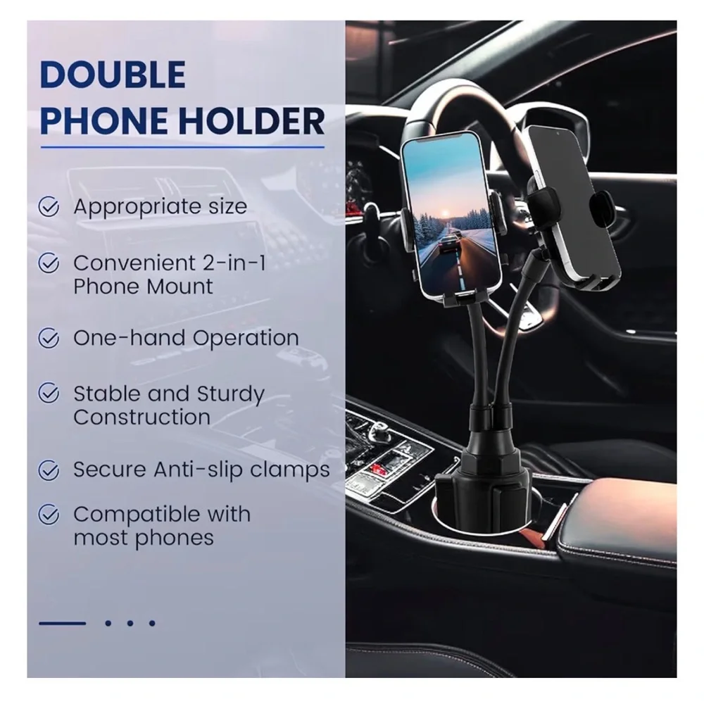 Universal Dual Phone Holder Car Mount - Black